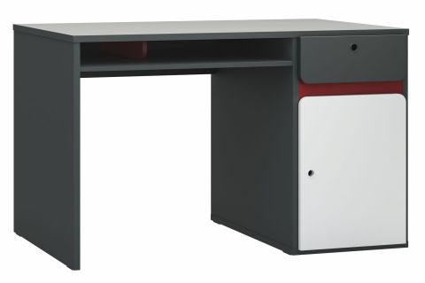 Jugendzimmer - Schreibtisch Maldonado 06, Farbe: Grau / Weiß - Abmessungen: 77 x 125 x 62 cm (H x B x T)