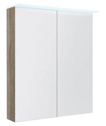 Badezimmer - Spiegelschrank Siliguri 03, Farbe: Eiche – 70 x 60 x 13 cm (H x B x T)