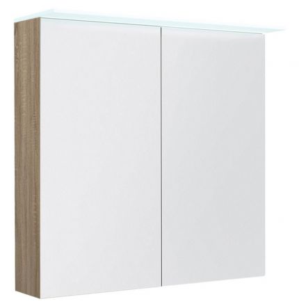 Badezimmer - Spiegelschrank Siliguri 09, Farbe: Eiche – 70 x 80 x 13 cm (H x B x T)