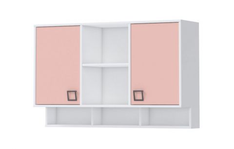 Kinderzimmer - Hängeschrank Benjamin 47, Farbe: Weiß / Rosa - Abmessungen: 82 x 128 x 37 cm (H x B x T)