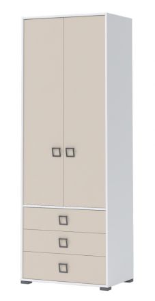 Drehtürenschrank / Kleiderschrank 18, Farbe: Weiß / Creme - Abmessungen: 236 x 84 x 56 cm (H x B x T)
