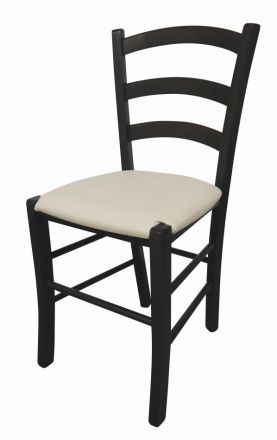 Stuhl Maridi 128, Farbe: Wenge / Beige, Buche teilmassiv - Abmessungen: 86 x 43 x 43 cm (H x B x T)