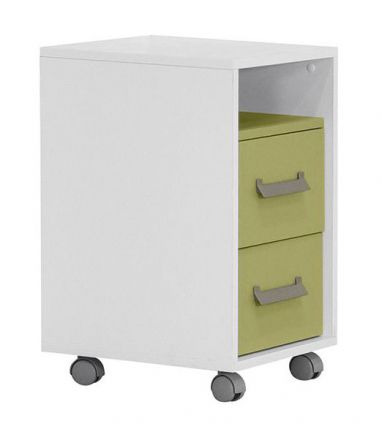 Kinderzimmer - Rollcontainer Koa 10, Farbe: Weiß / Grün - Abmessungen: 64 x 40 x 42 cm (H x B x T)