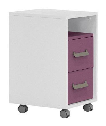 Kinderzimmer - Rollcontainer Koa 10, Farbe: Weiß / Violett - Abmessungen: 64 x 40 x 42 cm (H x B x T)