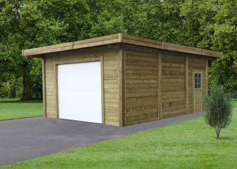 Carport - Garage Datura S7756 - 120 x 120 mm Pfostenstärke, kesseldruckimprägniert, Grundfläche: 23,85 m², Flachdach