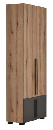 Drehtürenschrank/ Kleiderschrank Burgos 01, Farbe: Eiche / Grau - 215 x 80 x 38 cm (H x B x T)