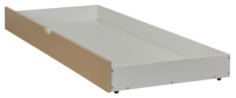 Schublade für Bett Benidorm und Pontevedra, teilmassiv, Farbe: Eiche / Weiß - 18 x 199 x 78 cm (H x B x L)