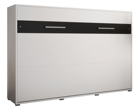 Schrankbett Namsan 03 horizontal, Farbe: Weiß matt / Schwarz matt - Liegefläche: 140 x 200 cm (B x L)