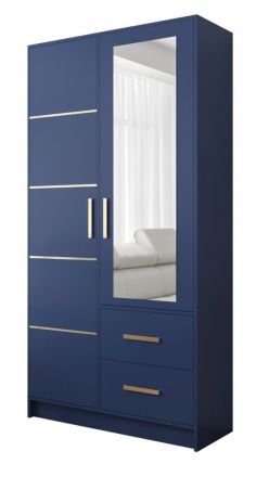 Drehtürenschrank / Kleiderschrank Mellbreak 01, Farbe: Blau - Abmessungen: 202 x 103 x 40 cm ( H x B x T )