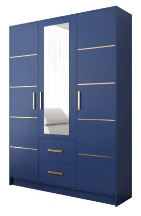 Drehtürenschrank / Kleiderschrank Mellbreak 2, Farbe: Blau - Abmessungen: 202 x 153 x 40 cm ( H x B x T )