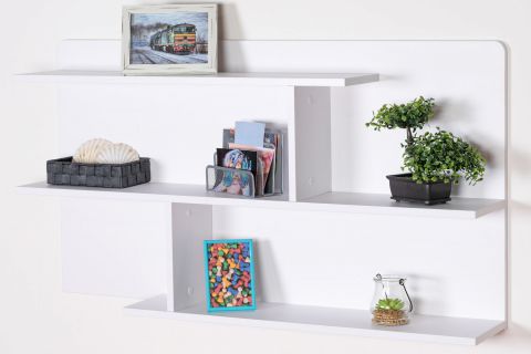 Jugendzimmer - Hängeregal / Wandregal Alard 12, Farbe: Weiß - Abmessungen: 60 x 110 x 20 cm (H x B x T)