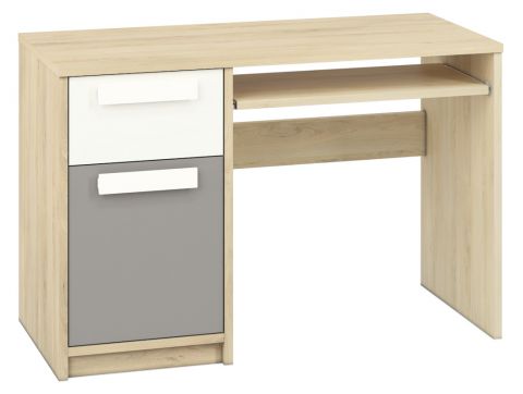 Jugendzimmer - Schreibtisch Greeley 14, Farbe: Buche / Weiß / Platingrau - Abmessungen: 78 x 119 x 55 cm (H x B x T), mit 1 Tür, 1 Schublade und 2 Fächern