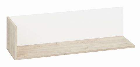 Jugendzimmer - Hängeregal / Wandregal Forks 09, Farbe: Eiche / Weiß - Abmessungen: 25 x 93 x 28 cm (H x B x T)
