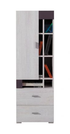 Jugendzimmer - Highboard "Emilian" 09, Kiefer gebleicht / Dunkelgrau - Abmessungen: 135 x 45 x 40 cm (H x B x T)