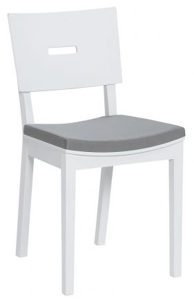 Stuhl gepolstert, Eiche massiv, Farbe: Weiß - Abmessungen: 86 x 43 x 50 cm (H x B x T)