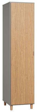 Drehtürenschrank / Kleiderschrank Nanez 34, Farbe: Grau / Eiche - Abmessungen: 195 x 47 x 57 cm (H x B x T)