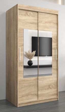 Schiebetürenschrank / Kleiderschrank Claveles 01 mit Spiegel, Farbe: Eiche Sonoma - Abmessungen: 200 x 100 x 62 cm ( H x B x T)