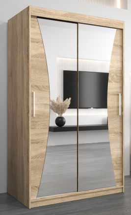 Schiebetürenschrank / Kleiderschrank Serbota 02 mit Spiegel, Farbe: Eiche Sonoma - Abmessungen: 200 x 120 x 62 cm ( H x B x T )