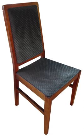 Stuhl "Lopar" 35 mit Stoffbezug, Farbe: Nuss / Schwarz, massiv - Abmessungen: 95 x 46 x 55 cm (H x B x T)