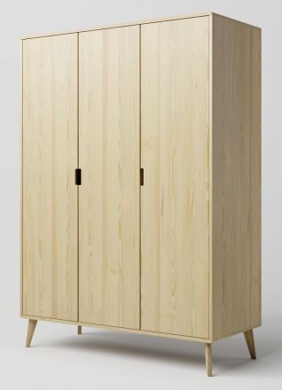 Drehtürenschrank / Kleiderschrank Kiefer massiv natur Aurornis 05 - Abmessungen: 200 x 142 x 60 cm (H x B x T)
