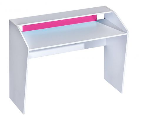 Kinderzimmer - Schreibtisch Frank 09, Farbe: Weiß / Rosa - 91 x 120 x 50 cm (H x B x T)