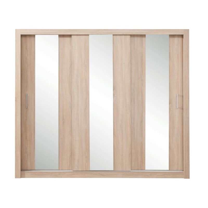 Schlafzimmer - Kleiderschrank mit Spiegel, Farbe: Eiche - Abmessungen: 215 x 250 x 60 cm (H x B x T) Abbildung