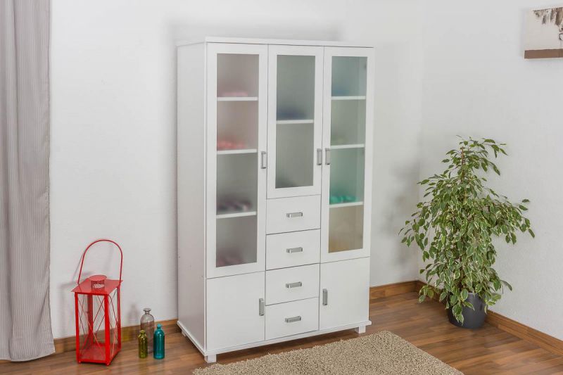 Kleiderschrank mit 4 Schubladen, Farbe: Weiß 195x121x50 cm