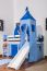 Kinderbett Hochbett Andi Buche Vollholz massiv mit Rutsche und Turm weiß lackiert inkl. Rollrost - 90 x 200 cm