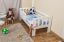 Kinderbett mit Absturzsicherung Kiefer Vollholz massiv weiß lackiert A17, inkl. Lattenrost - Abmessung 70 x 160 cm - inklusive Matratze