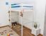 Kinderbett / Hochbett Kiefer massiv Vollholz weiß lackiert 120 – Abmessung 90 x 200 cm