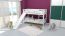 Etagenbett / Spielbett David Buche massiv weiß lackiert mit Rutsche, inkl. Rollrost - 90 x 200 cm, teilbar