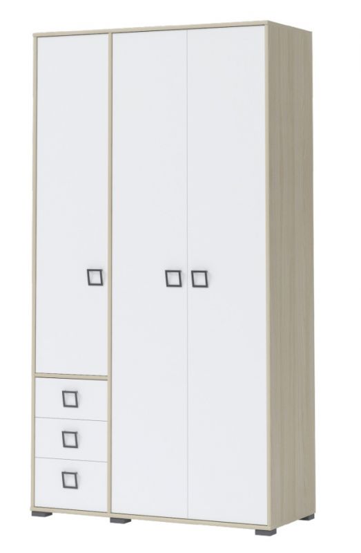 Drehtürenschrank / Kleiderschrank 19, Farbe: Esche / Weiß - Abmessungen: 236 x 126 x 56 cm (H x B x T)