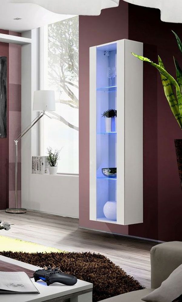Glasvitrine hängend Raudberg 14, Farbe: Weiß