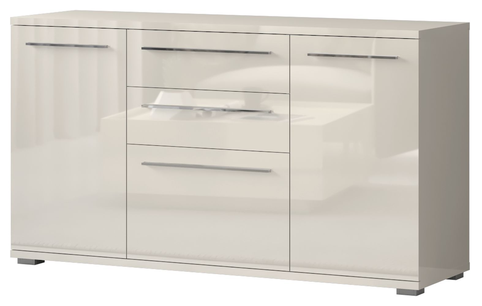 Kommode Garim 2, Farbe: Beige Hochglanz