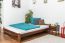 Kinderbett / Jugendbett Kiefer Vollholz massiv Nussfarben A9, inkl. Lattenrost  - Abmessung 140 x 200 cm