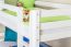 Etagenbett / Spielbett David Buche massiv weiß lackiert mit Rutsche, inkl. Rollrost - 90 x 200 cm, teilbar