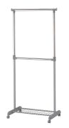 Höhenverstellbarer Kleiderständer Madina 29, Farbe: Silber - Abmessungen: 105 -179 x 83 x 43 cm (H x B x T)