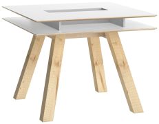Esstisch Minnea 35, Farbe: Weiß / Eiche - Abmessungen: 100 x 100 cm (B x T)