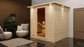 Sauna "Jonna" SET mit bronzierter Tür und Kranz mit Ofen BIO 9 kW - 224 x 210 x 206 cm (B x T x H)