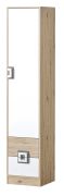 Kinderzimmer - Schrank Fabian 05, Farbe: Eiche Hellbraun / Weiß / Grau - 190 x 40 x 40 cm (H x B x T)