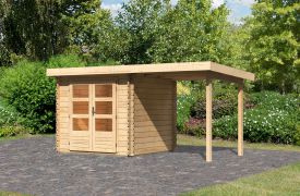 Gartenhaus SET AKTION 2 mit Pultdach inkl. Anbaudach, Farbe: Naturbelassen, Grundfläche: 4,84 m²