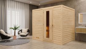 Sauna "Leja" mit Energiespartür - Farbe: Natur - 231 x 196 x 200 cm (B x T x H)