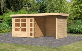 Gartenhaus SET naturbelassen mit Schleppdach 2,4 m Breite, Seiten- und Rückwand, Grundfläche: 5,07m²