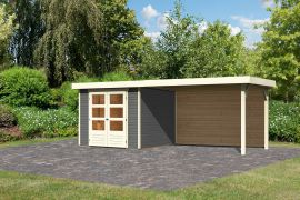Gartenhaus SET terragrau mit Schleppdach 2,8 m Breite, Rückwand, Grundfläche: 5,76m²