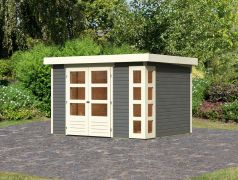 Gartenhaus mit Flachdach ohne Dachpappe, Farbe: Terragrau, Grundfläche: 7 m²