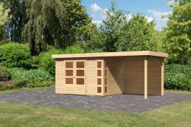 Gartenhaus SET naturbelassen mit Schleppdach 2,4 m Breite, Rückwand, Grundfläche: 6,35m²