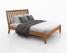 Einzelbett / Gästebett Engordany 08 | Buche Vollholz massiv | lackiert | Liegefläche: 140 x 200 cm | Farbe: Eiche Rustikal | mit hoher Kopfstütze | ästhetisches Design