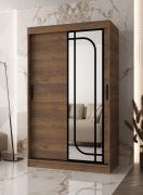 Kleiderschrank | 1 Spiegeltür | Farbe: Walnuss Warmia | 120 x 62 x 200 cm | 2 Kleiderstangen | zuverlässiges Gleitsysteme | 5 Fächer | Moderne Details