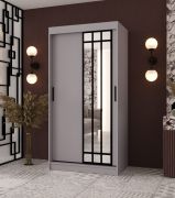 Schiebetürenschrank / Kleiderschrank | Kaschmir | 100 x 62 x 200 cm | schmal | 1 Spiegeltür | moderne Details | 2 Kleiderstangen | 5 Fächer