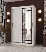 Kleiderschrank | Weiß Matt | 1 Spiegeltür | 120 x 62 x 200 cm | 2 Kleiderstangen | Moderne Details | 5 Fächer | Zuverlässiges Gleitsysteme